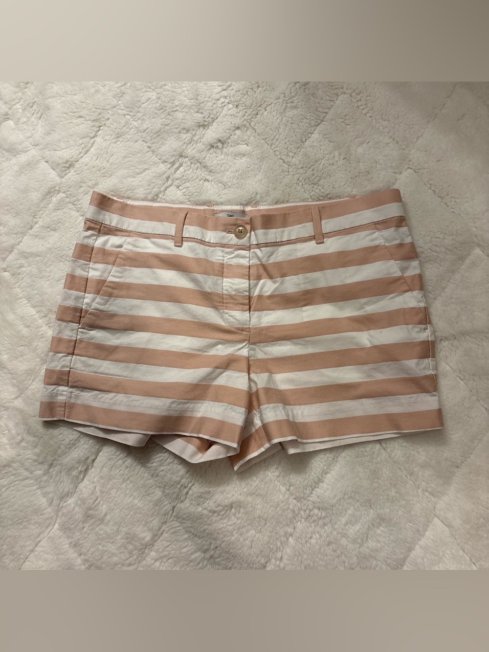 Gap Women Striped Stretch Shorts Size 4 Peach White Casual Summer